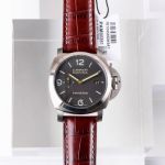 VS Factory Panerai Luminor Marina P.9000 44MM Watch - PAM00351 316L Steel Case Black Face Red Leather Strap